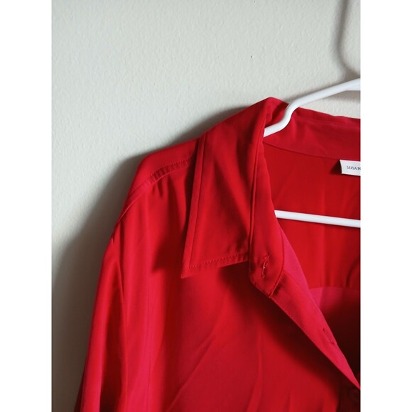 Susan Graver Button Down Tunic Top Long Sleeve Career Work Red Womens Size XL - Picture 6 of 14